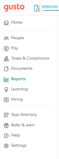 Gusto Reports Navigation