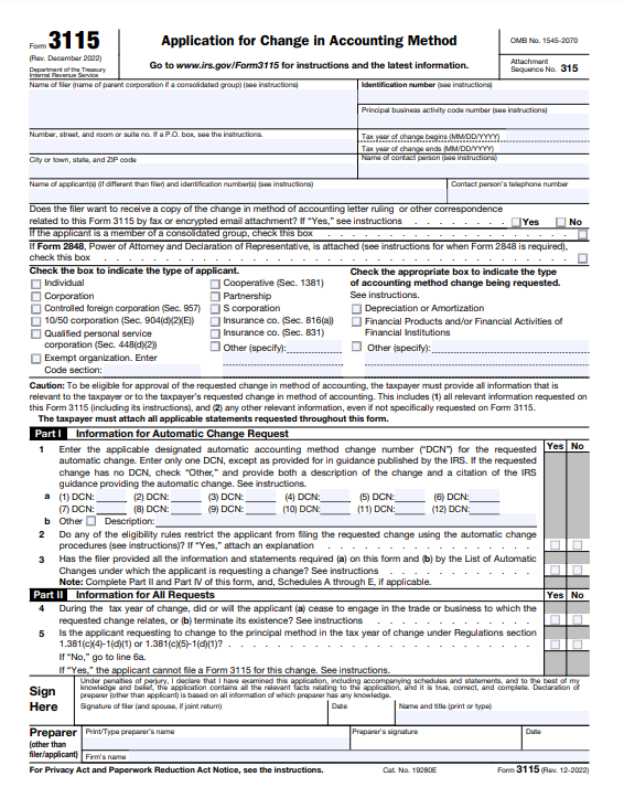 What is irs form 3115 